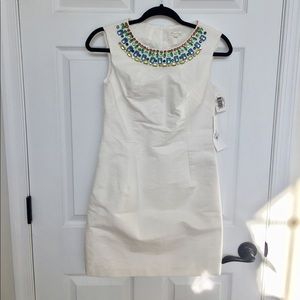 SHOSHANNA NWT White Dress with Jewel Collar
